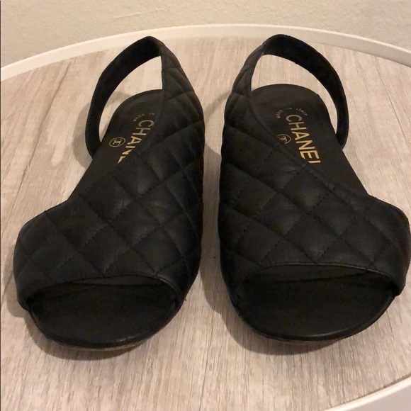 Black Quilted Leather Chanel Flat Sandal - Picture 3 of 5